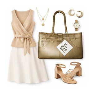 Great Bag Co Gold Tote Purse Rubber Beach Handbag Robert Verdi Women Travel Gift